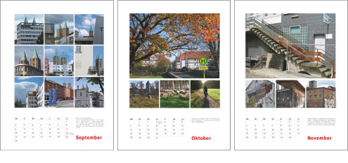 Kassel-Kalender 2013, Kassel Ansichten: 3 Monatsblätter u.a. mit Motiven von Kasseler Kichtürmen, Waldau und dem Fundbüro